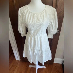 MISA Los Angeles Fraser White Eyelet Mini Dress Women Size XS, S